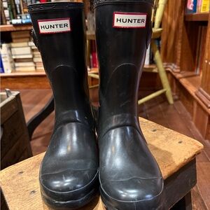 Hunter Black Gloss Rubber Rain Boots